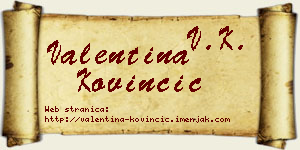 Valentina Kovinčić vizit kartica